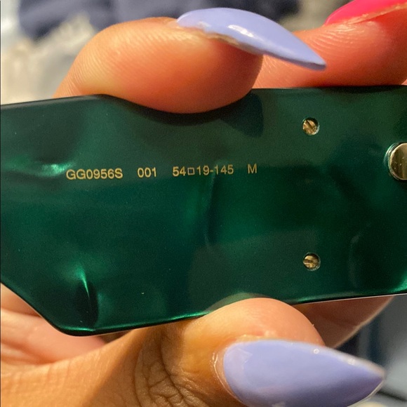 Gucci Geometric Sunglasses GG0956S 001 Black/Green 54mm - Picture 9 of 12